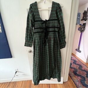 Elegant Green Plaid Dress